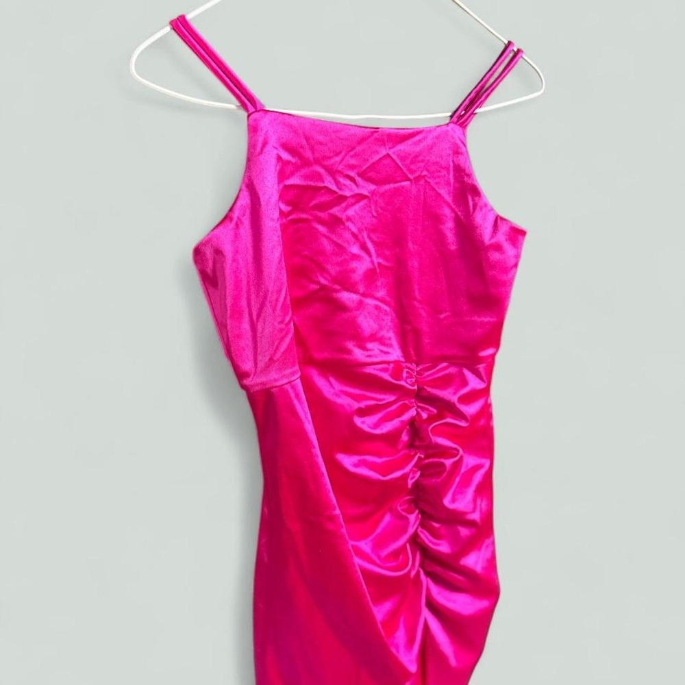 Poppies and Roses Hot Pink Ruched Double Strap Party Dress Womens Size 14